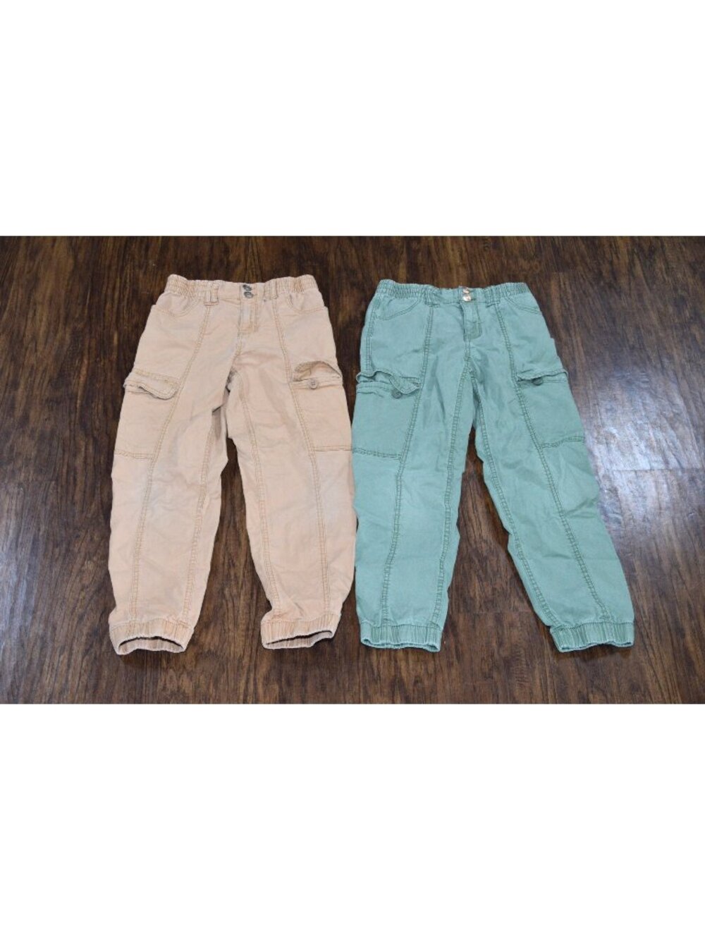 Girls Size 7-8 Khaki Pants Utility Cargo  Jogger Lot of 2 Casual Streetwear